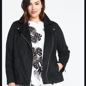 Black Sueded Knit Moto Jacket